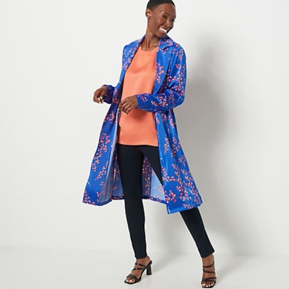 J Jason Wu Woven Printed Floral Trench Coat [AA106] - Picture 2 of 13